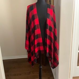 Lauren Buffalo Check Poncho Sweater